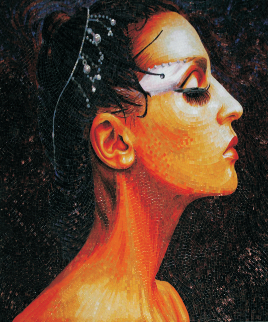 Elegante dama por mosaico de corte a mano 