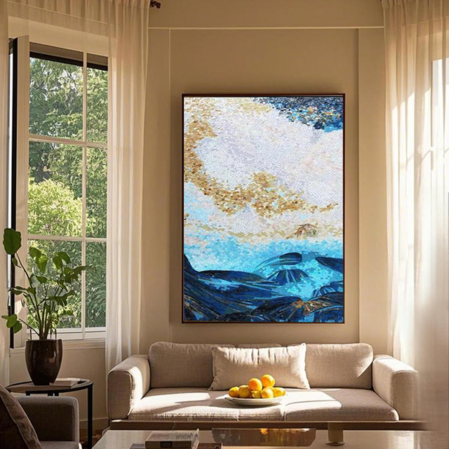 Hangings de pared de arte mosaico: paisajes y figuras abstractas