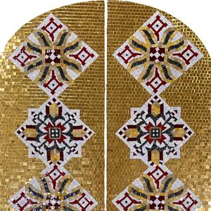 Foil de oro hecho a mano y mosaico de jade de hielo para la decoración de las ventanas de la iglesia