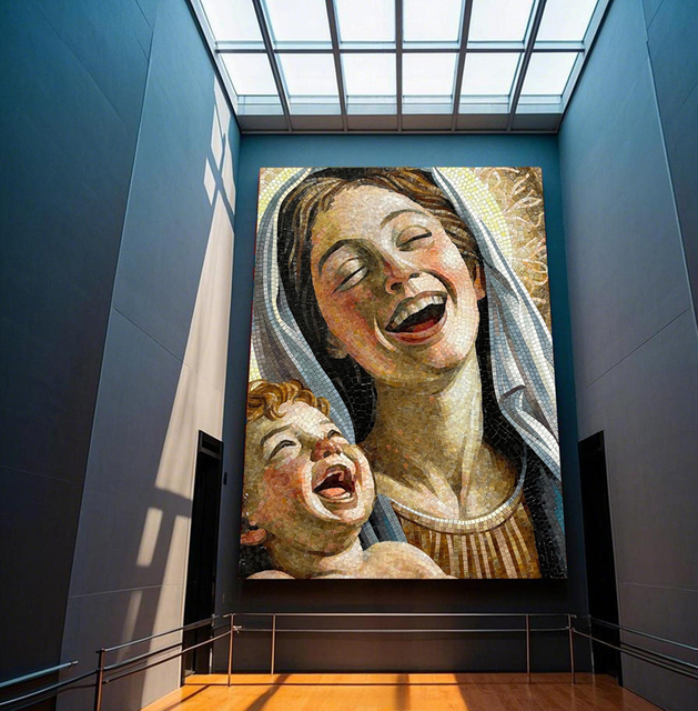 Obra de arte de retrato hecha a mano con mosaico de jade de hielo