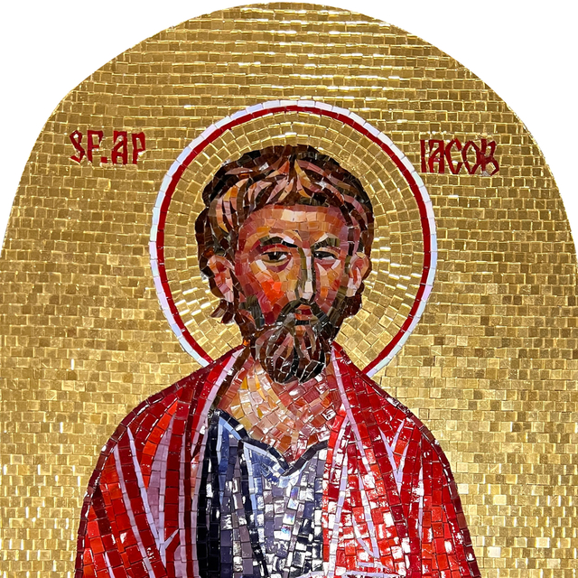 Obra de arte de retrato de santo de mosaico de lámina de oro hecha a mano
