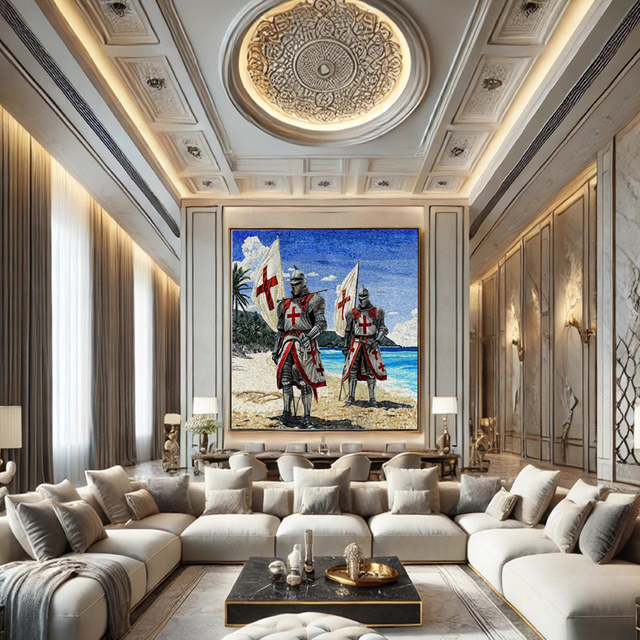 Mosaico artesanal de caballeros